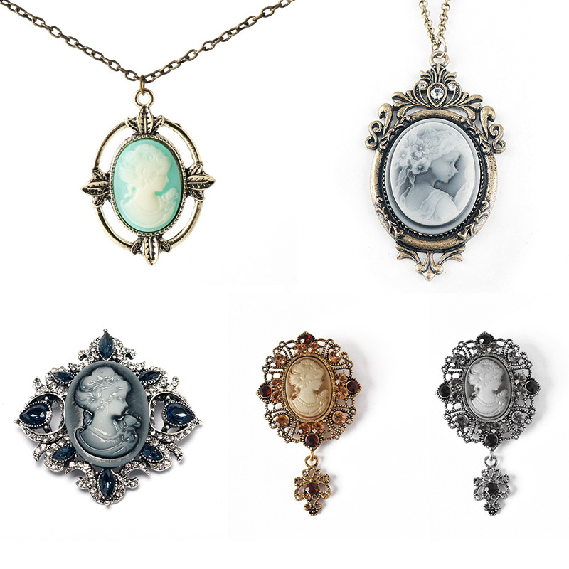 Women'S Accessories Louis Vuitton - Victorian Crystal Rhinestones Cameo Vintage Brooches