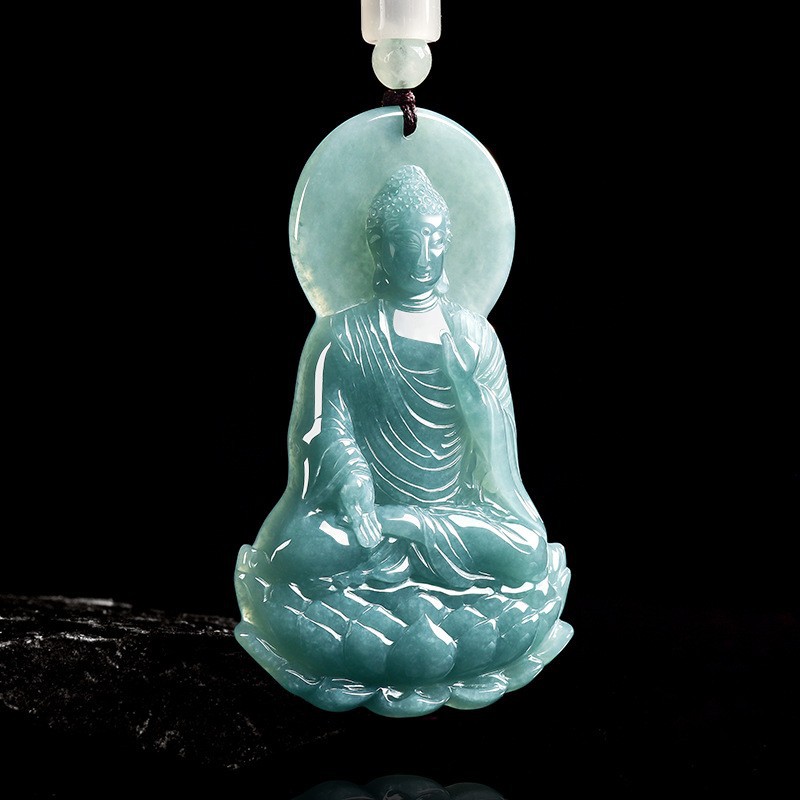 Women Accessories Gift - Natural Burmese Jadeite Buddha Pendant Necklace