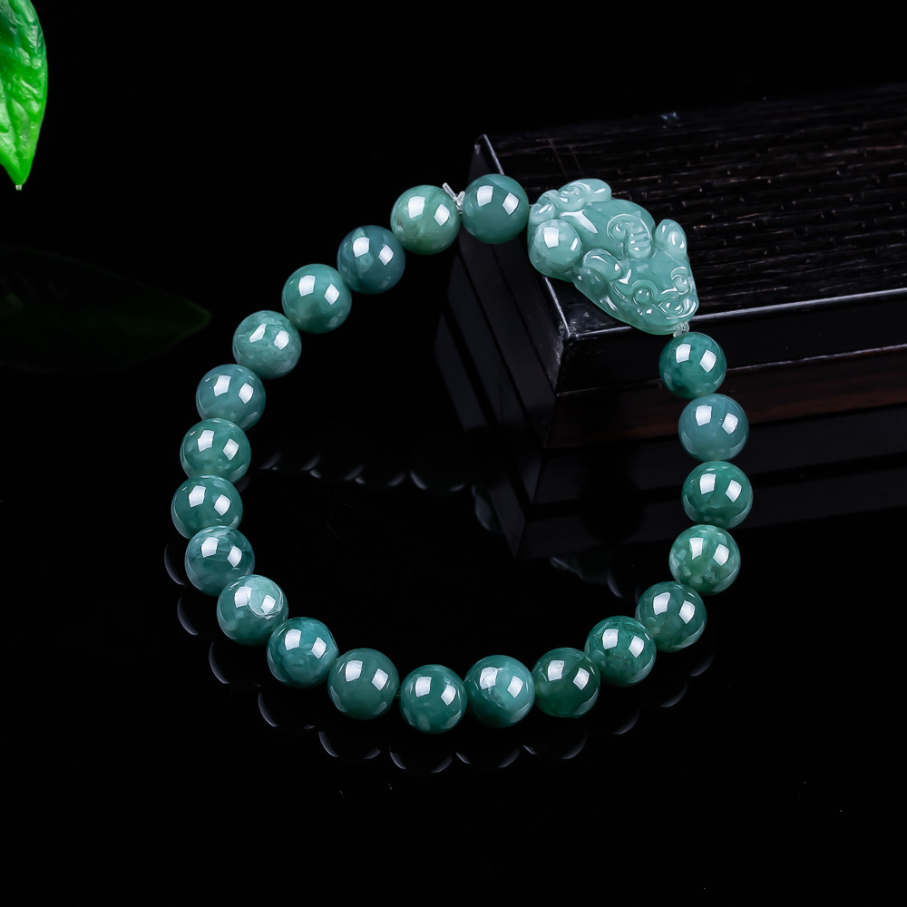 Women Accessories Gift - Natural Burmese Jadeite Pixiu Bracelet Vintage