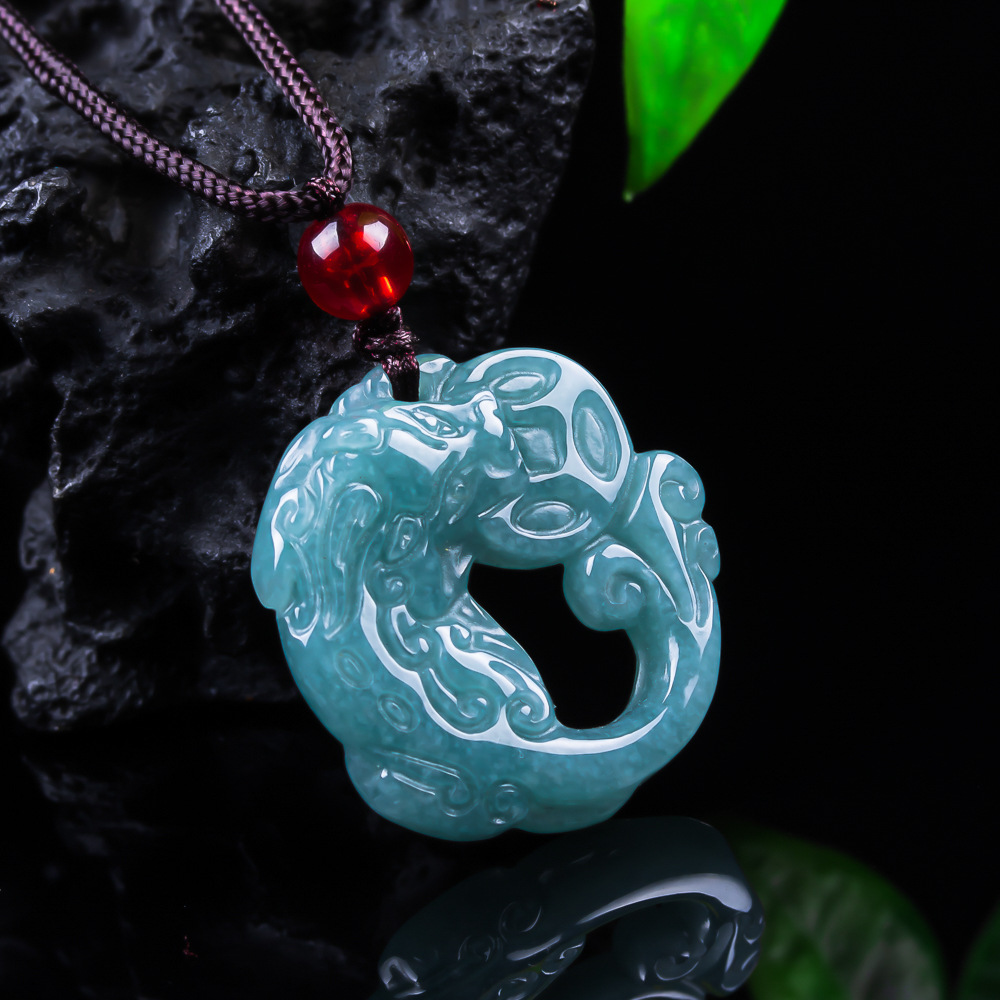 Women Accessories Gift - Burmese Jadeite Pixiu Pendant Real Jade
