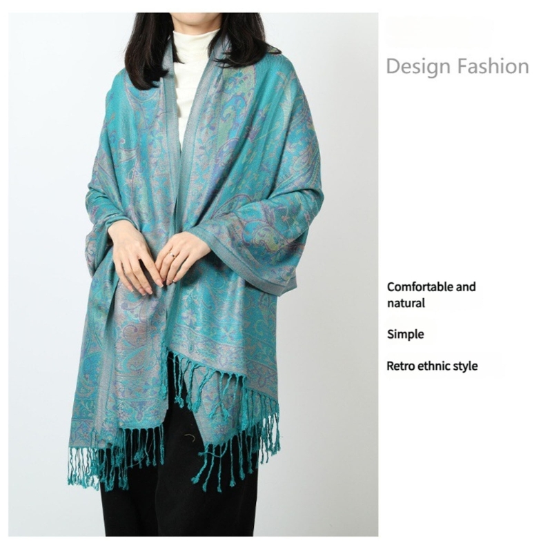 Women'S Formal Accessories - 340D Traditional Cotton Shawl With Decorative