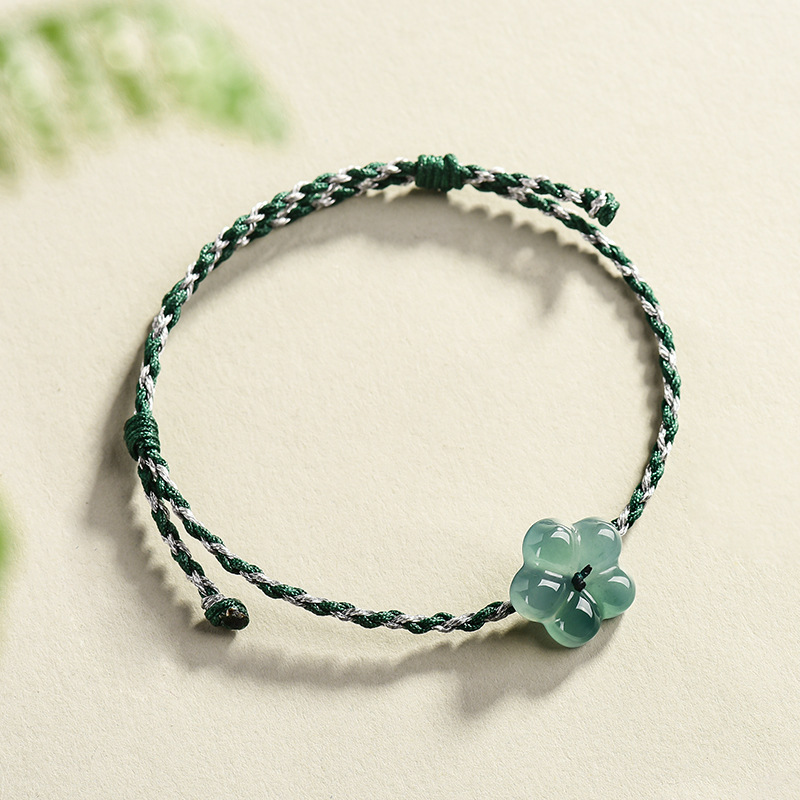 Women Accessories Gift - Burmese Jadeite Flower Bracelet Natural Jade