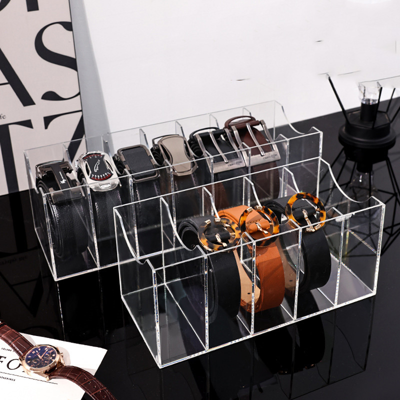 Women Accessories Drawer - Clear Acrylic Belt Organizer with Dividers,