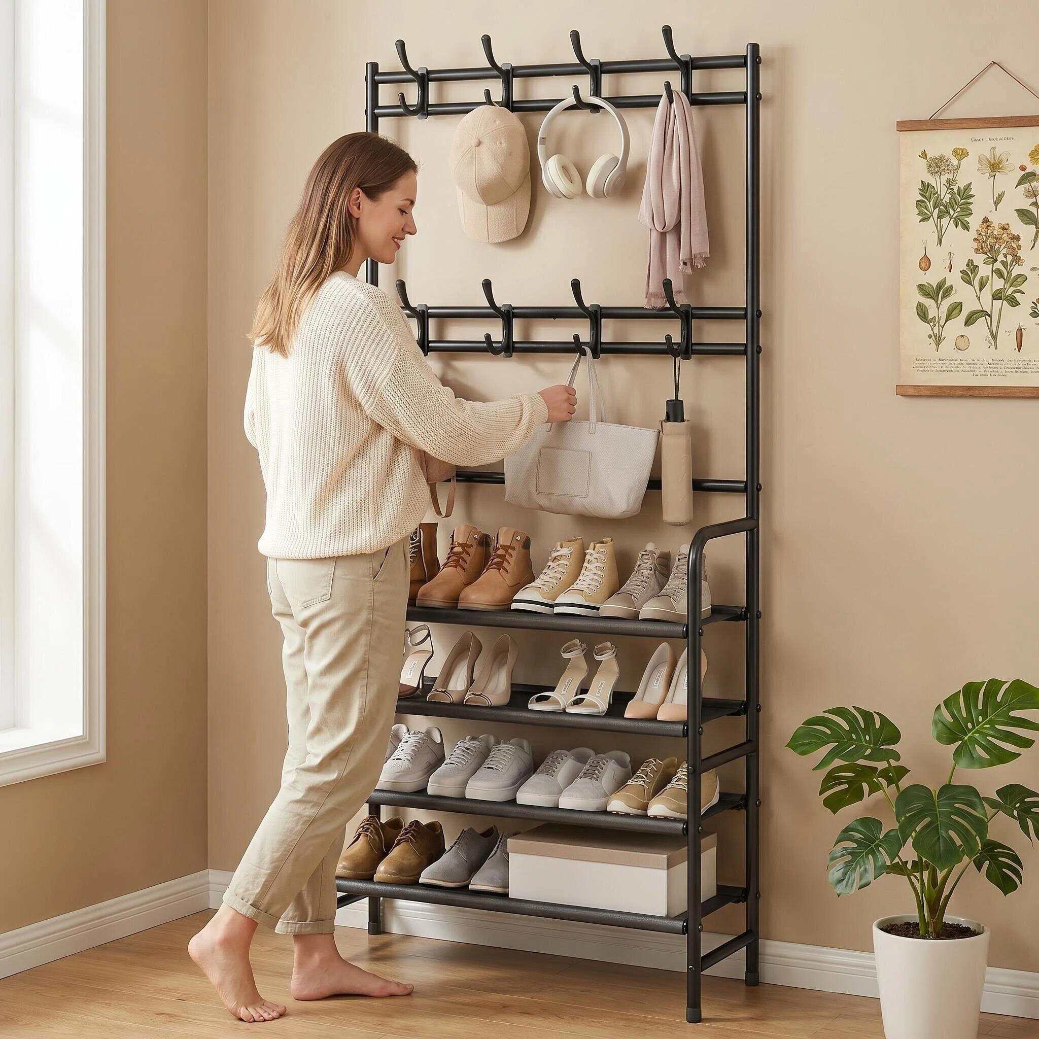 SUOERNUO Metal 4-Tier Shoe Rac - Women'S Accessories Rack Room Shoes review and price