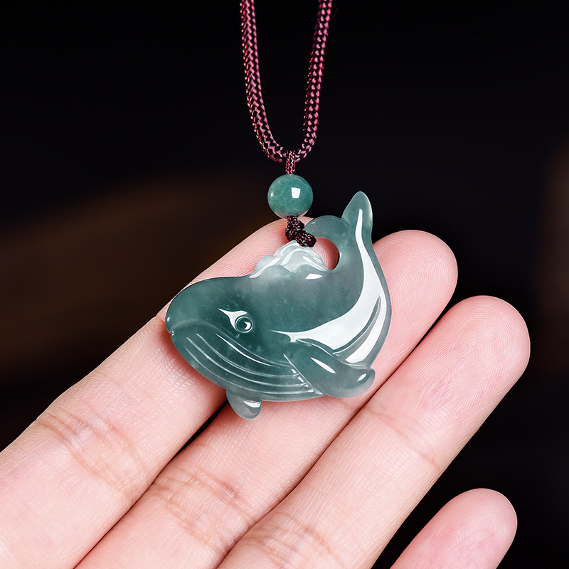 Natural Burmese Jadeite Whale  - Women Accessories Gift review and price